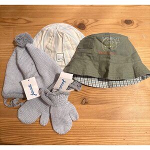 Jacadi 6 month bundle winter hat, mittens, sun hats JW